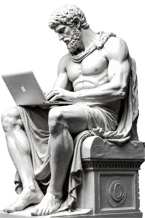 Sculpture with laptop